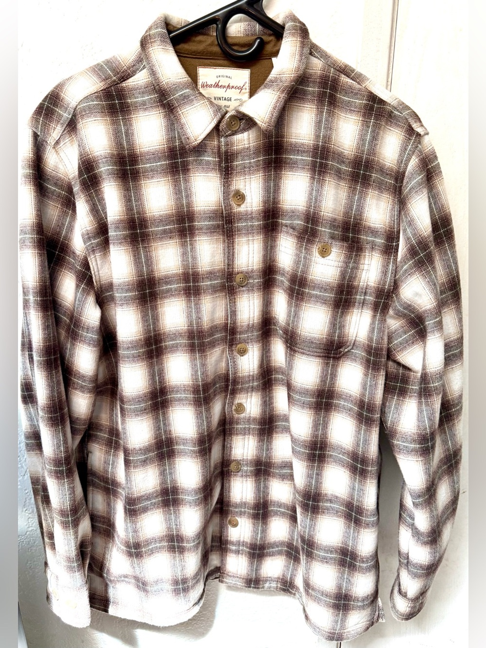 New Original Weatherproof Men's Brown Plaid Button-Down Jacket Size Medium